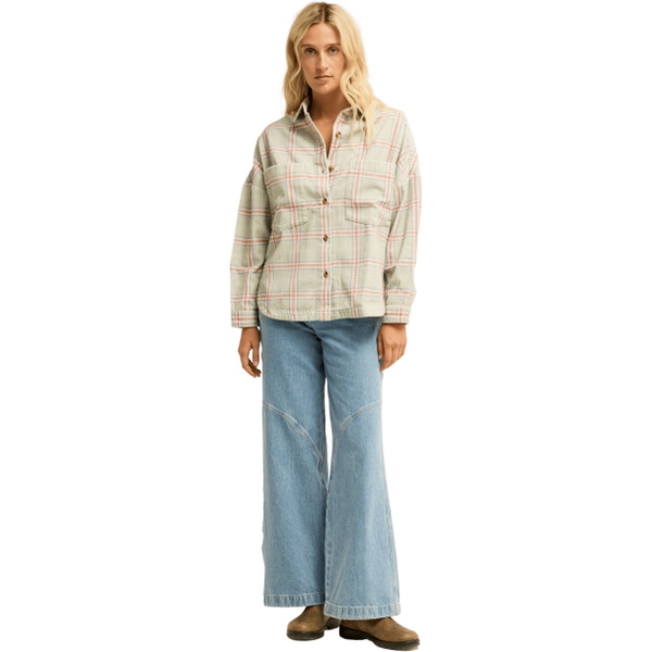 2026 Billabong Womens Stoked On You Overshirt EBJWT00120 - Smoke Green